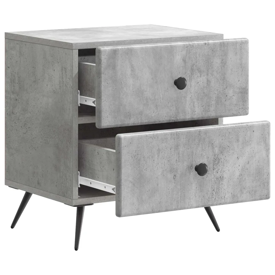 Cabinet de chevet avec tiroir Gris béton 43 x 34,5 x 47,5 cm - 4