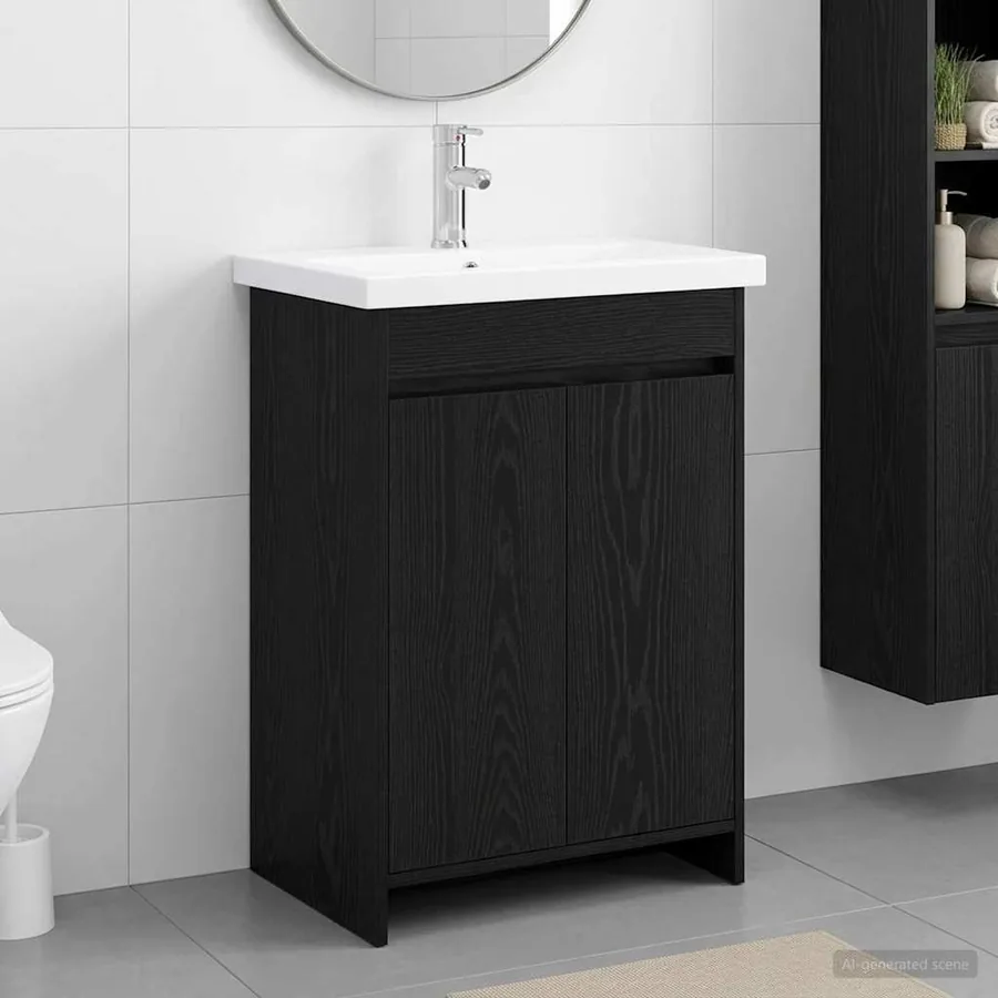 Ensemble de mobilier de salle de bain Chêne noir