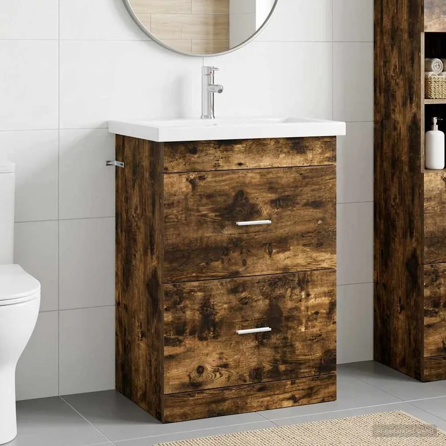 Ensemble de mobilier de salle de bain Chêne fumé