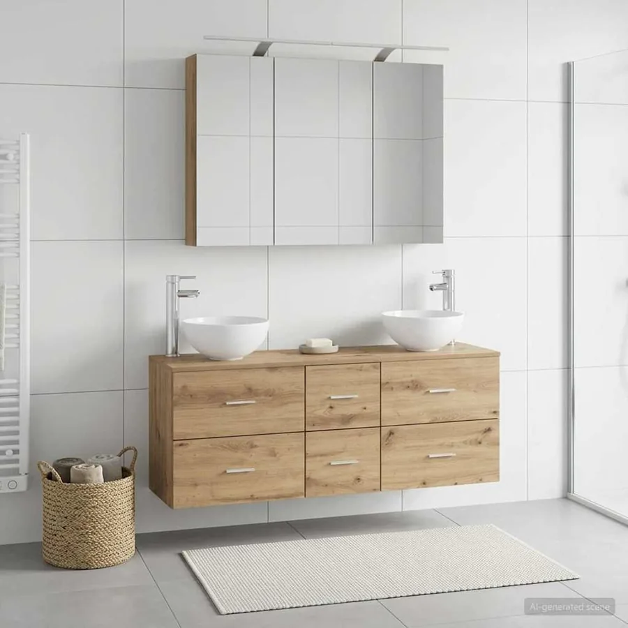 Ensemble de mobilier de salle de bain 4 pc Chêne artisanal