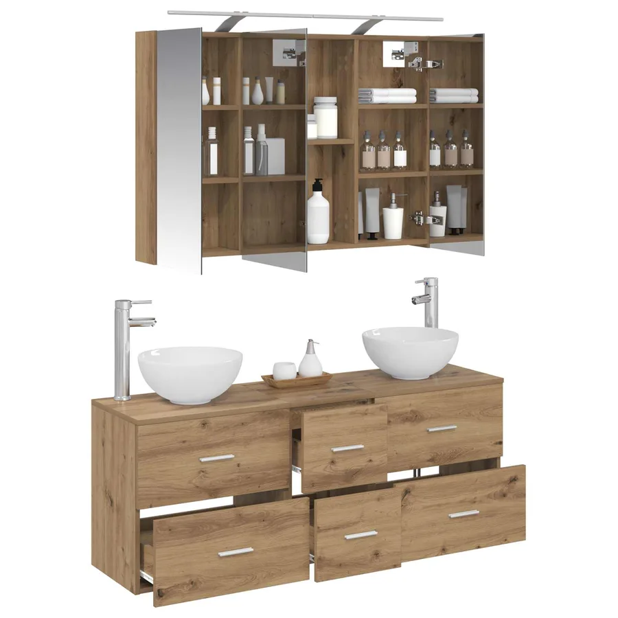 Ensemble de mobilier de salle de bain 4 pc Chêne artisanal - 3