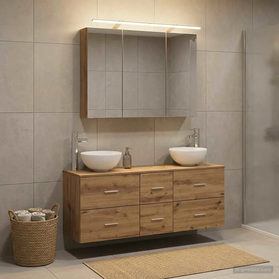 Ensemble de mobilier de salle de bain 4 pc Chêne artisanal - 4