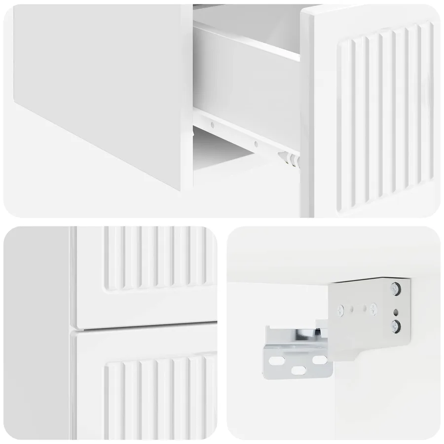 Cabinet de chevet mural 2 pcs Blanc brillant 33 x 34,5 x 40 cm - 10