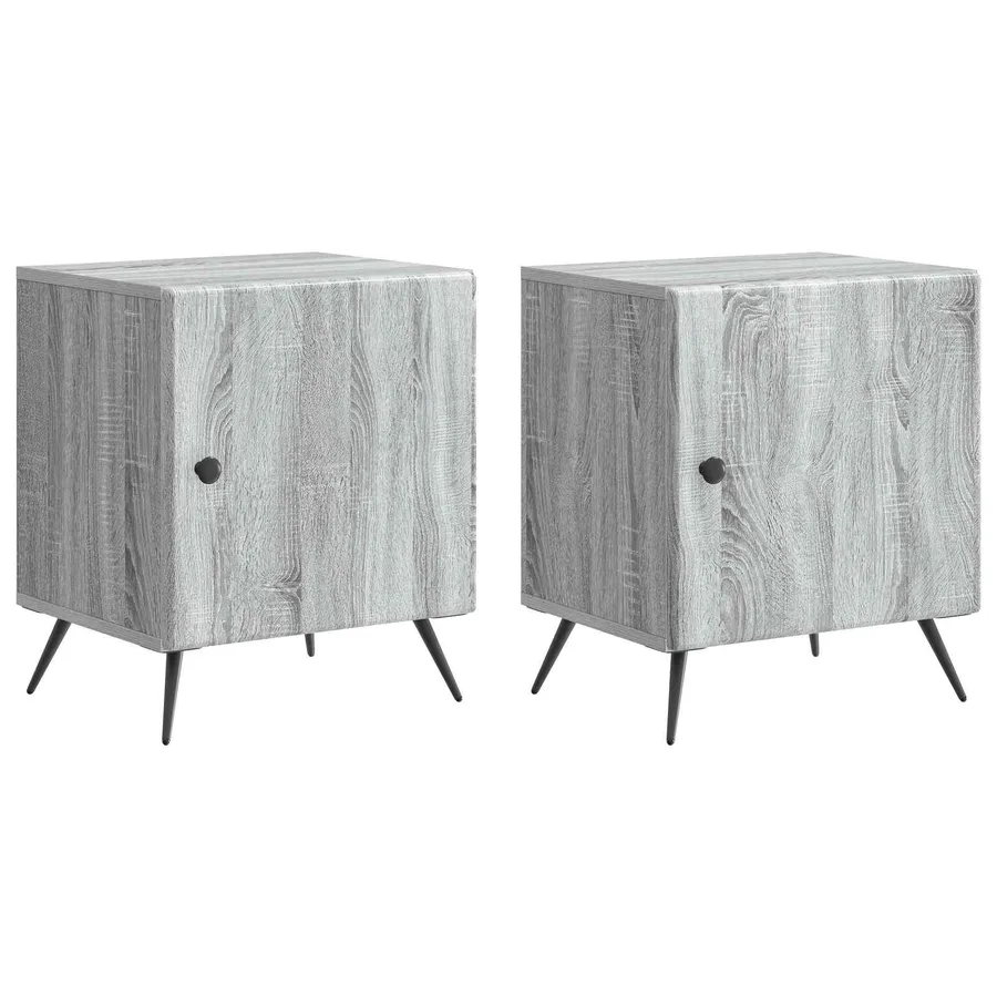 Cabinet de chevet 2 pcs Sonoma gris 43 x 34,5 x 50 cm - 2