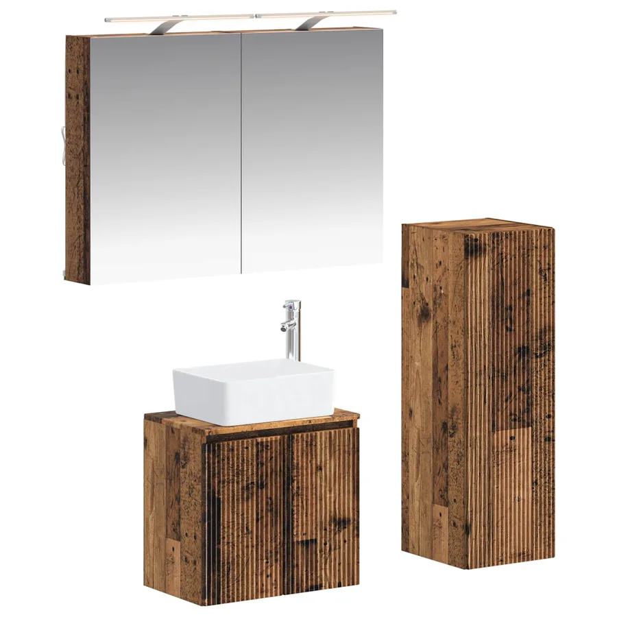 Ensemble de mobilier de salle de bain 4 pcs Bois ancien - 2