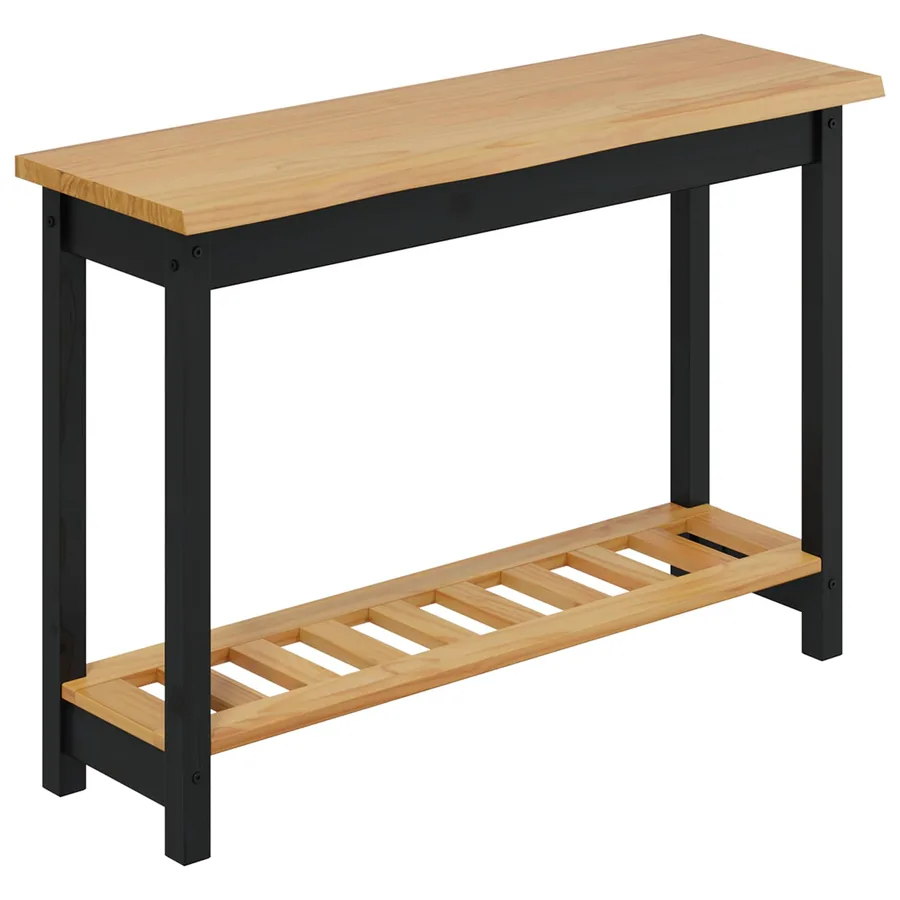 Table console EKAI Noir 112 x 35 x 76 cm Bois de pin massif - 2
