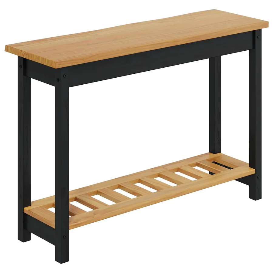 Table console EKAI Noir 112 x 35 x 76 cm Bois de pin massif - 6