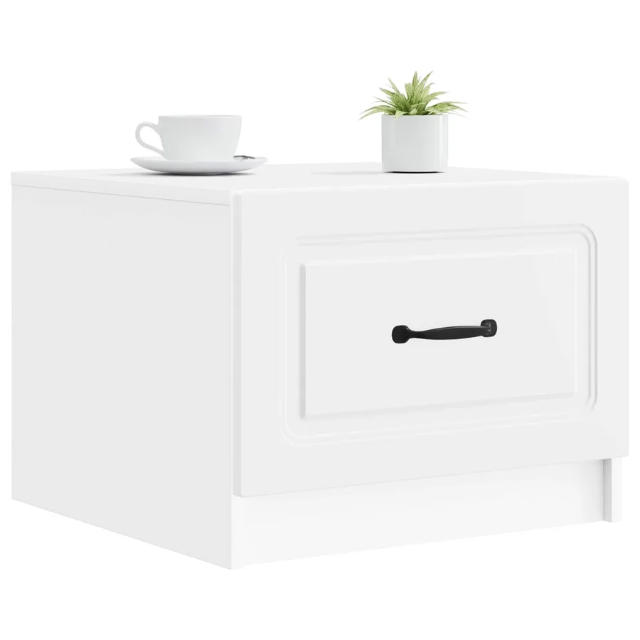 Table basse avec tiroir Blanc 49 x 50 x 37 cm Bois d'ingénierie - 3