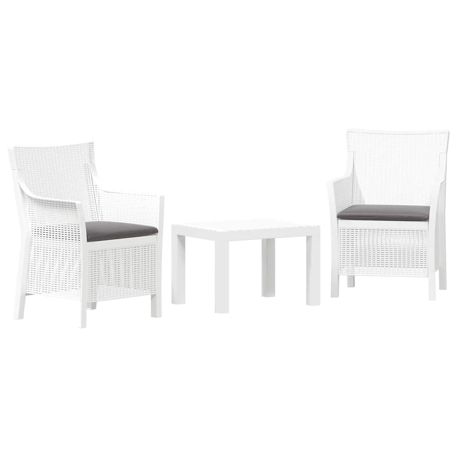 Ensemble salon avec coussin 3 pcs Blanc PP - 2