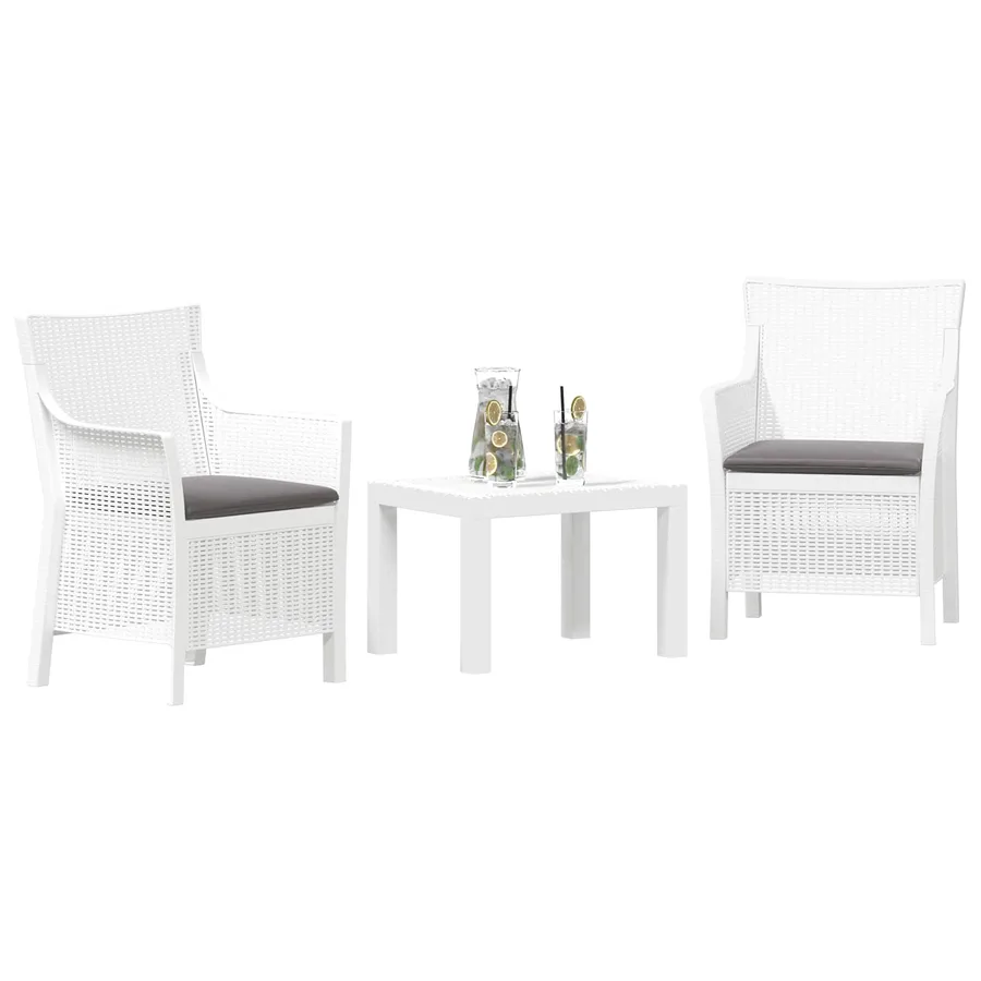 Ensemble salon avec coussin 3 pcs Blanc PP - 3