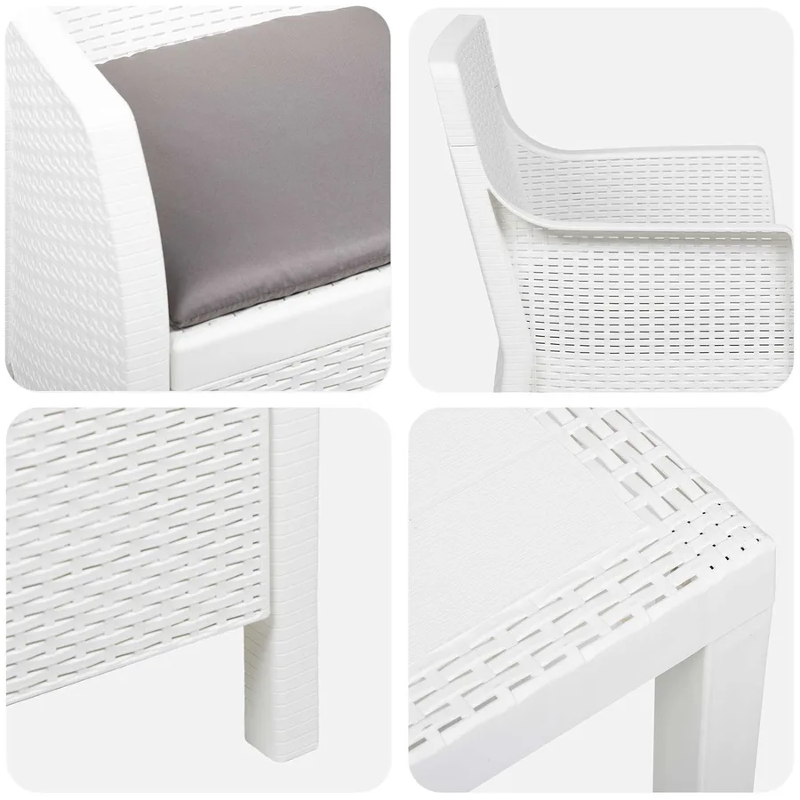 Ensemble salon avec coussin 3 pcs Blanc PP - 8