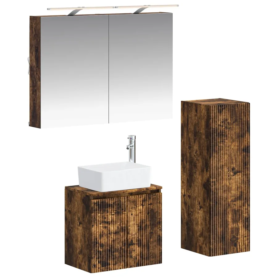 Ensemble de mobilier de salle de bain 4 pcs Chêne fumé - 2
