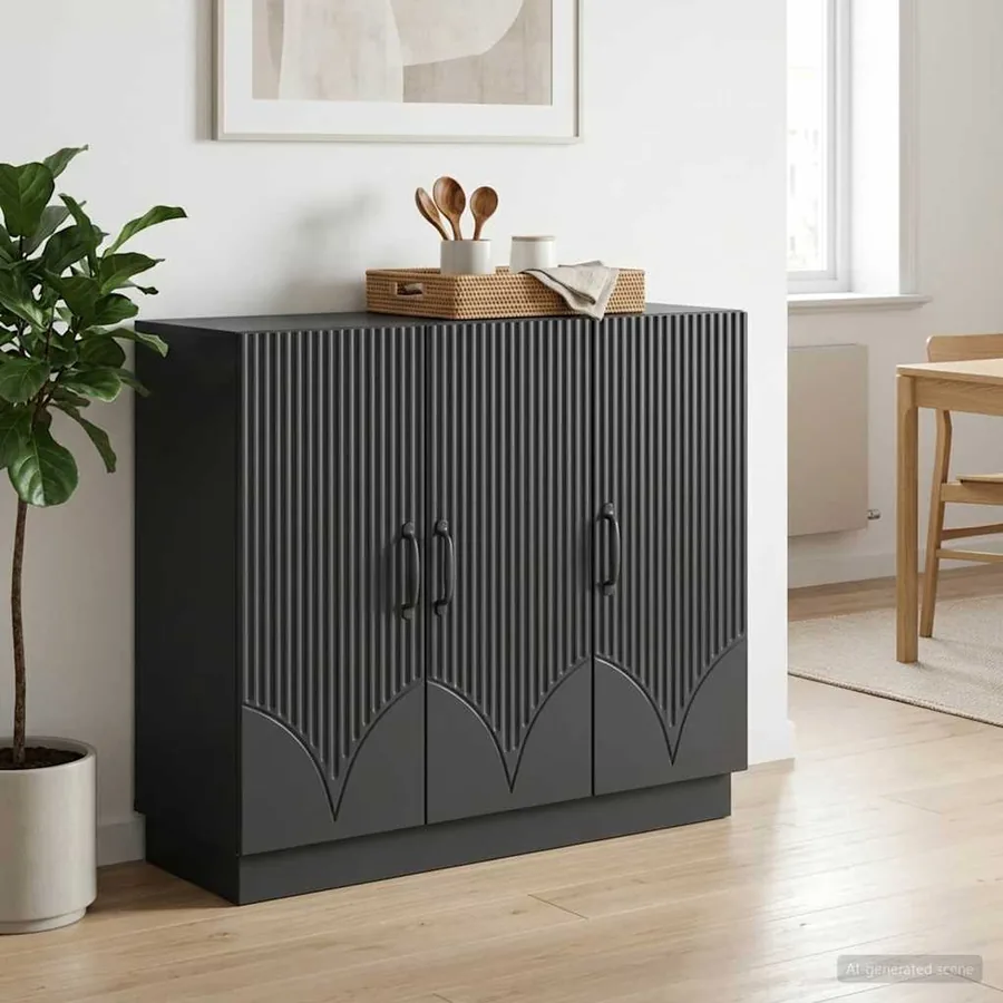 Buffet Noir 89 x 34,5 x 77 cm Bois d'ingénierie