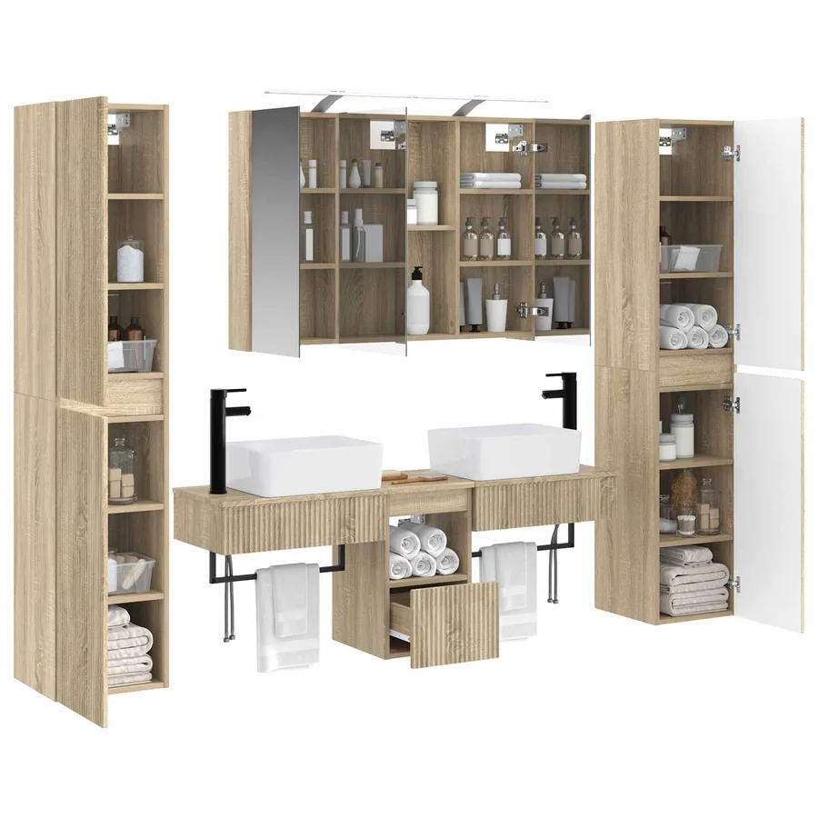 Ensemble de mobilier de salle de bain 6 pcs Chêne Sonoma - 3