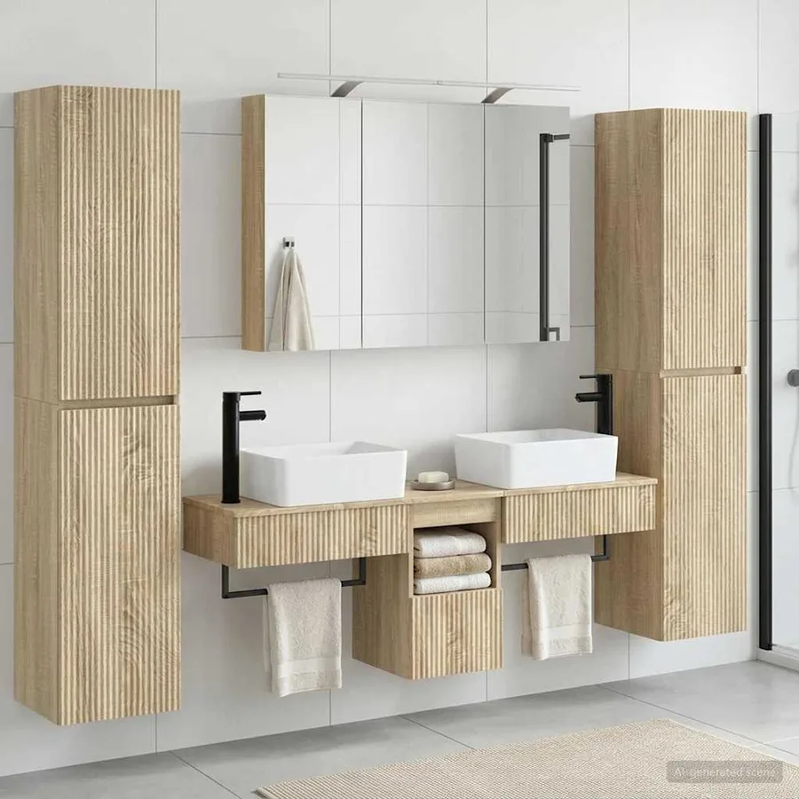 Ensemble de mobilier de salle de bain 6 pcs Chêne Sonoma - 4