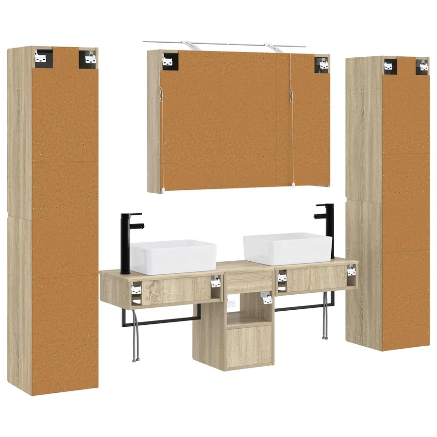 Ensemble de mobilier de salle de bain 6 pcs Chêne Sonoma - 9