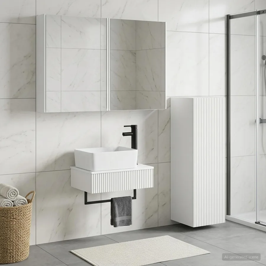 Ensemble de mobilier de salle de bain 4 pcs Blanc