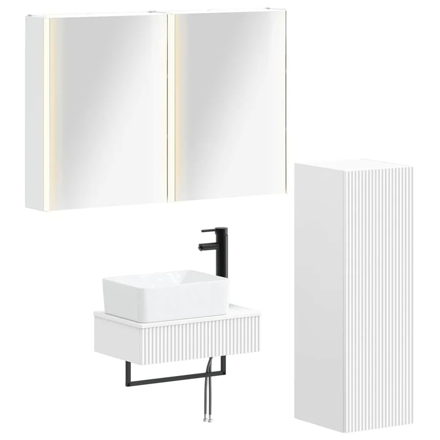 Ensemble de mobilier de salle de bain 4 pcs Blanc - 2
