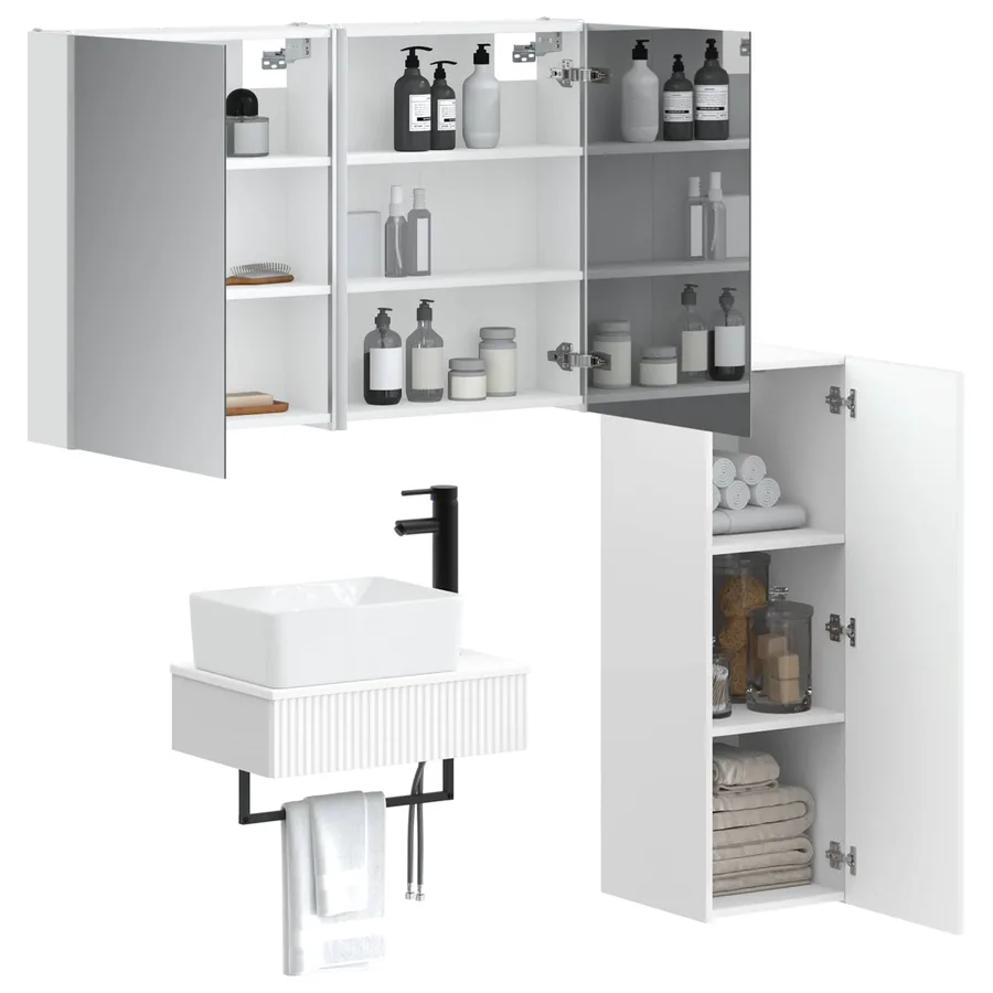 Ensemble de mobilier de salle de bain 4 pcs Blanc - 3