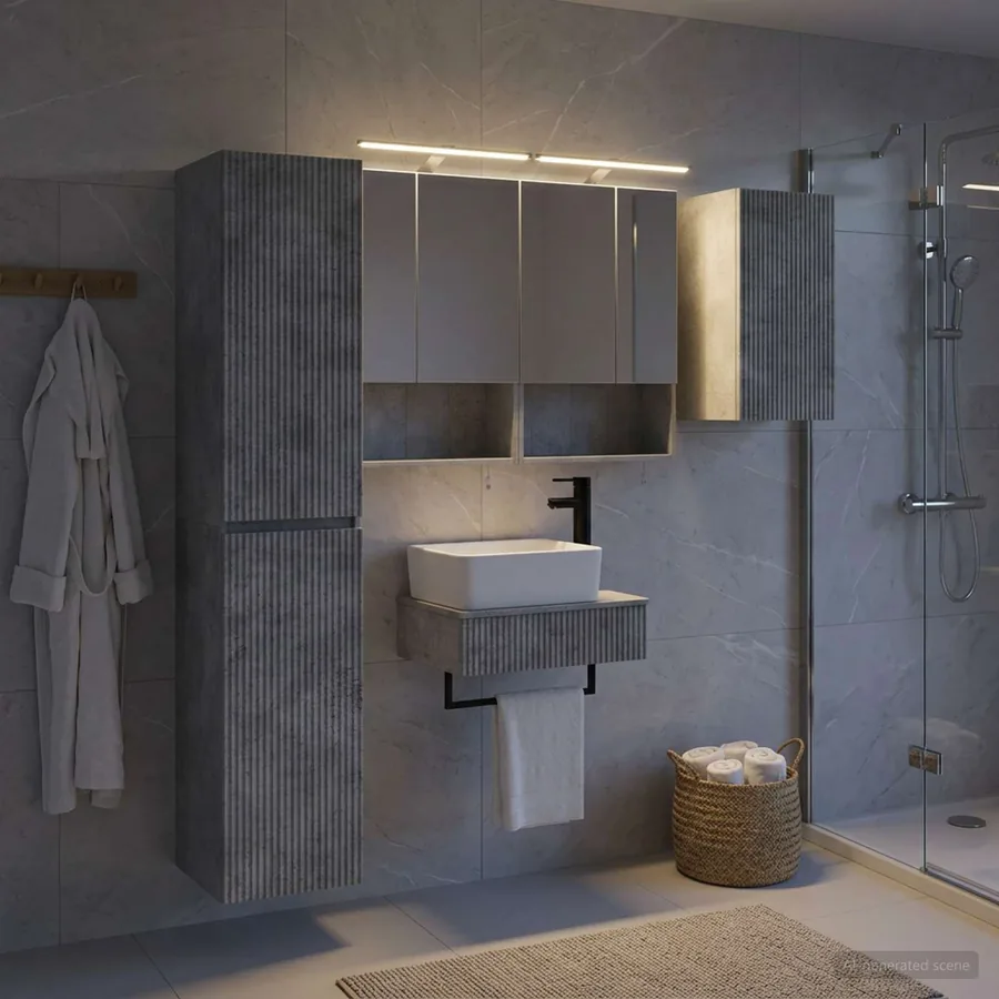 Ensemble de mobilier de salle de bain 5 pcs Gris béton