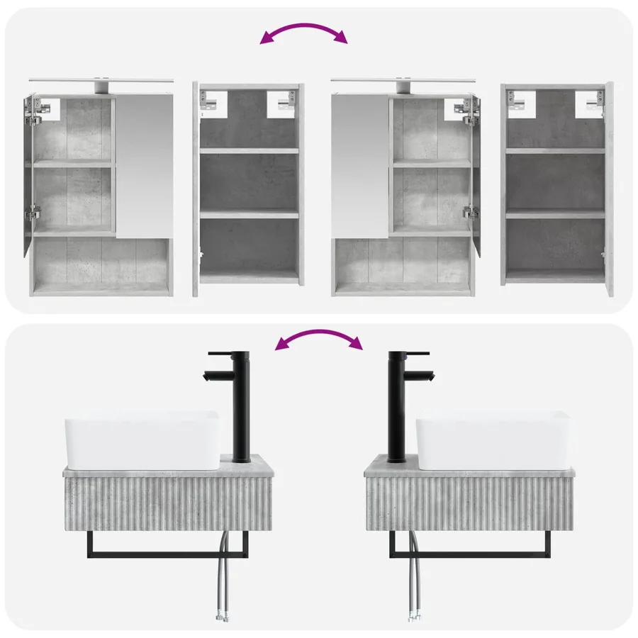 Ensemble de mobilier de salle de bain 5 pcs Gris béton - 14