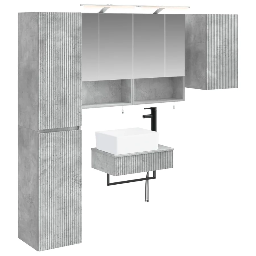Ensemble de mobilier de salle de bain 5 pcs Gris béton - 2