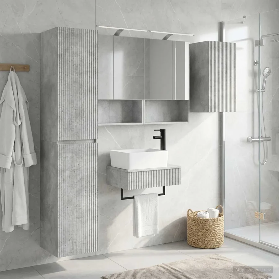 Ensemble de mobilier de salle de bain 5 pcs Gris béton - 4