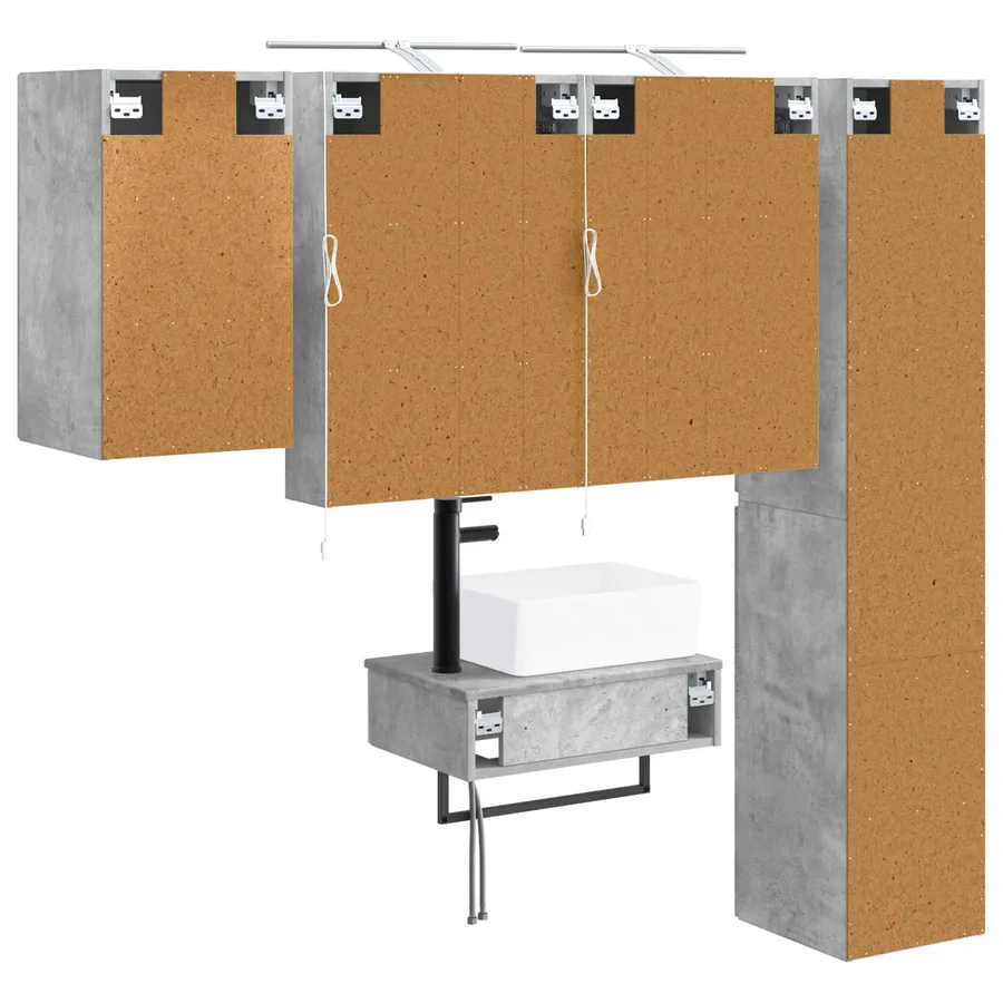Ensemble de mobilier de salle de bain 5 pcs Gris béton - 9