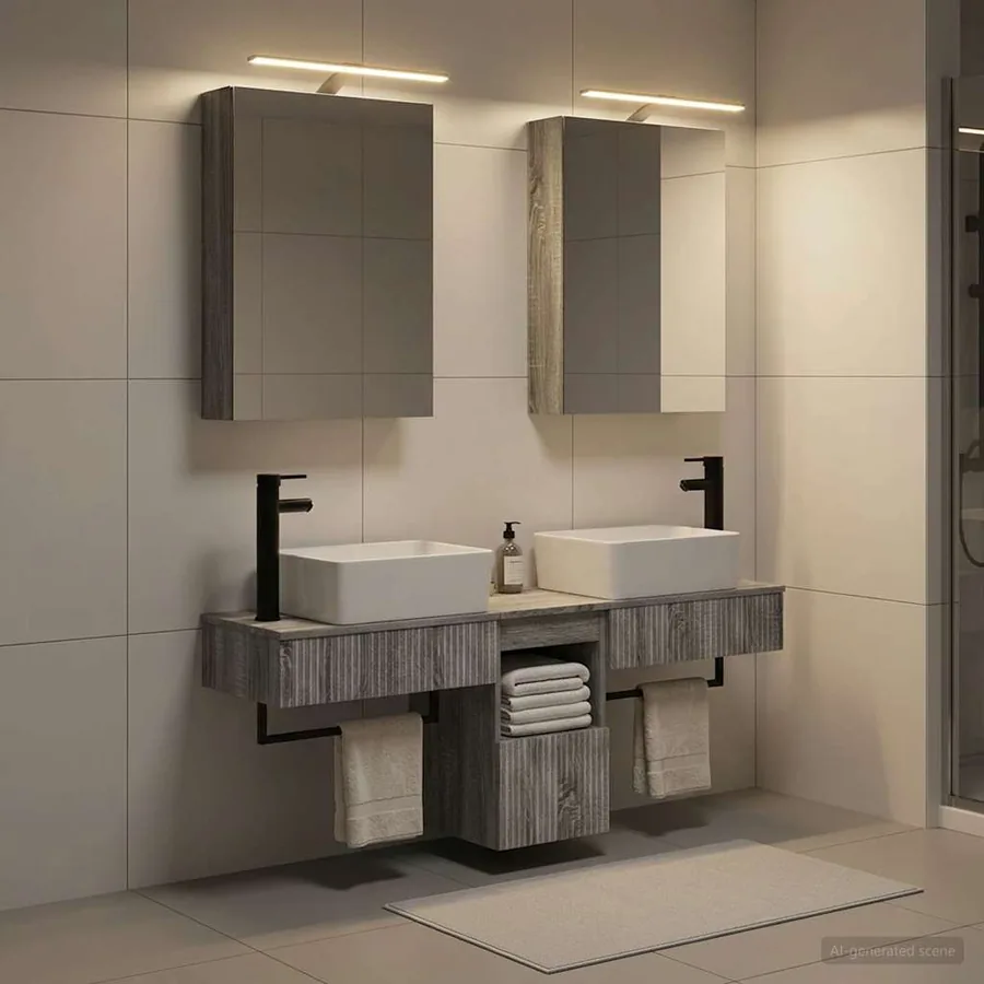 Ensemble d'armoire de salle de bain 5 pcs Sonoma gris