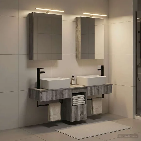 Ensemble d'armoire de salle de bain 5 pcs Sonoma gris