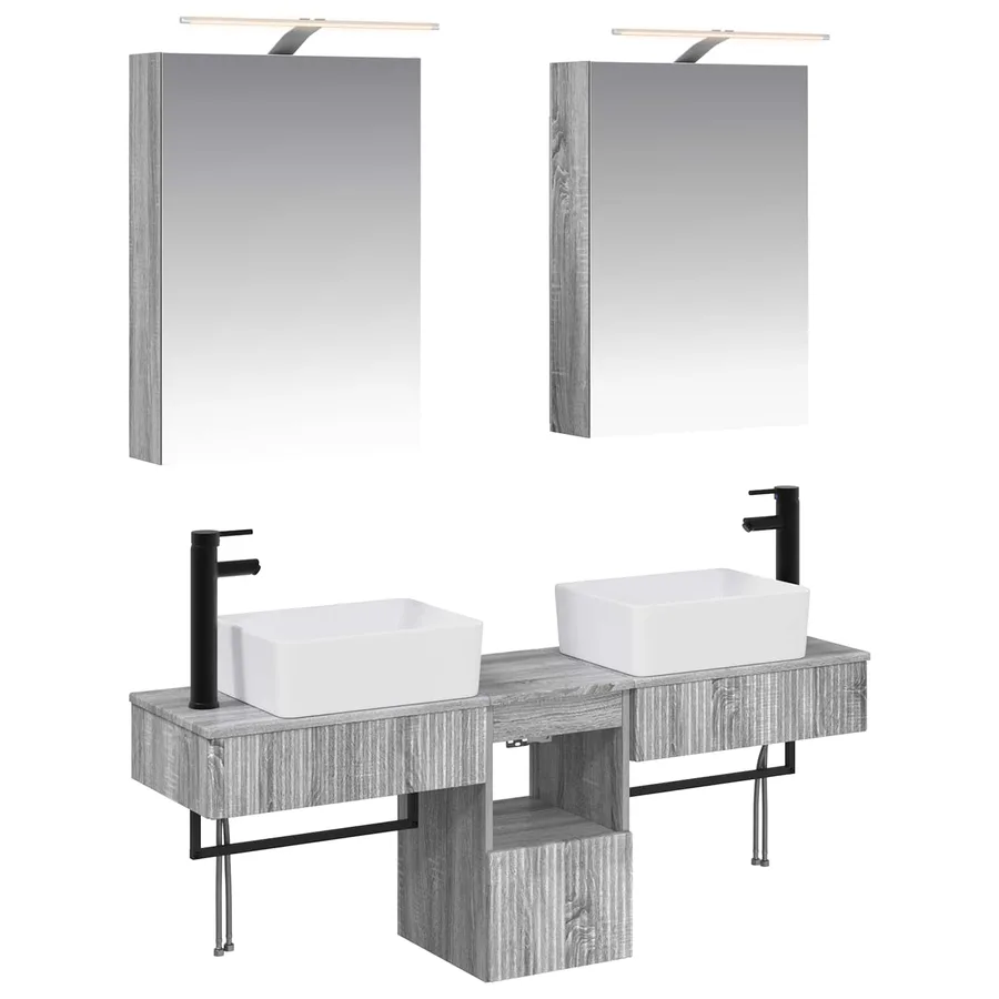 Ensemble d'armoire de salle de bain 5 pcs Sonoma gris - 2