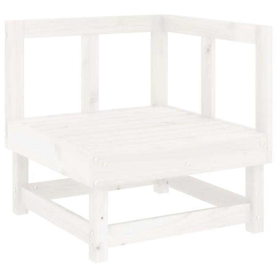 Canapé d'angle de jardin blanc bois de pin massif - 2