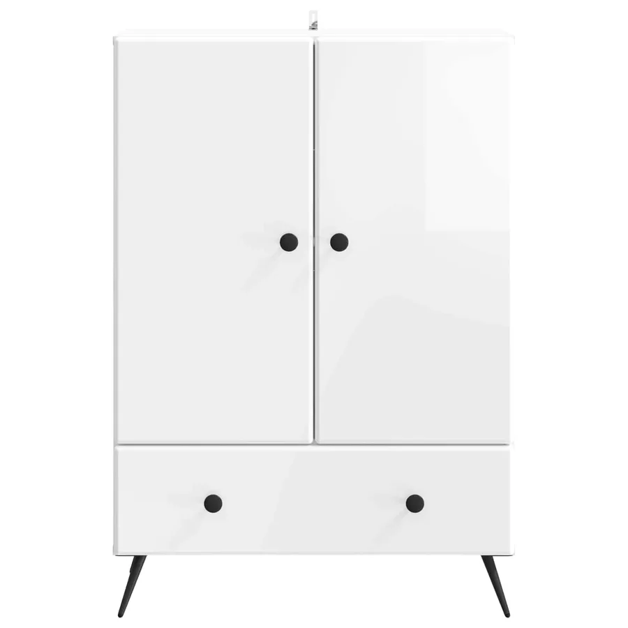Buffet Blanc brillant 66 x 34,5 x 95 cm Bois d'ingénierie - 5