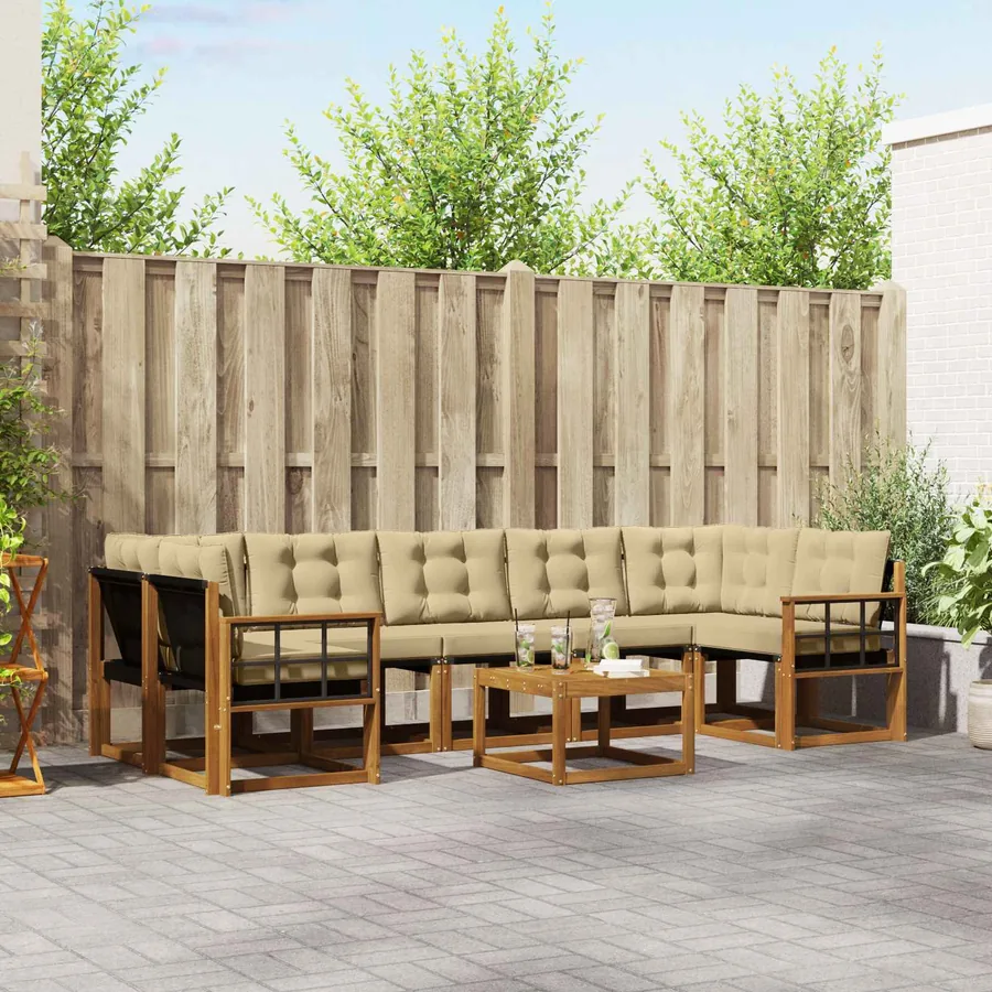 Ensemble de canapés d'extérieur 8 pcs Naturel et Beige