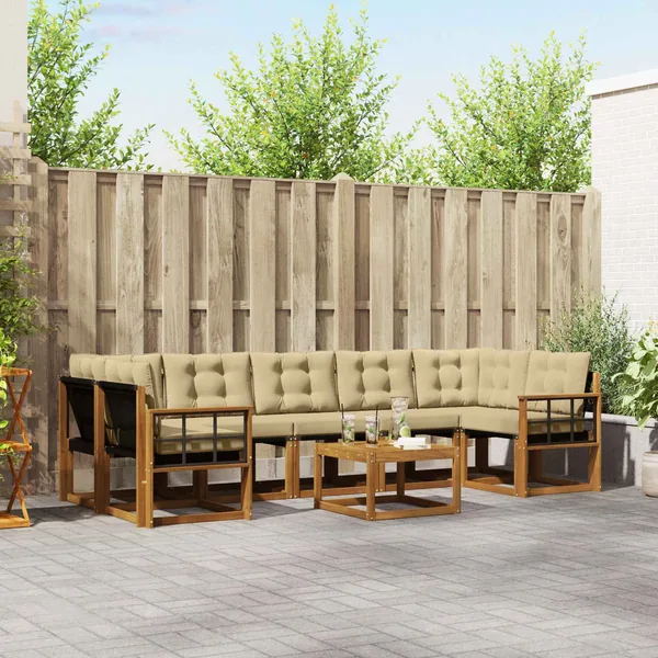 Ensemble de canapés d'extérieur 8 pcs Naturel et Beige