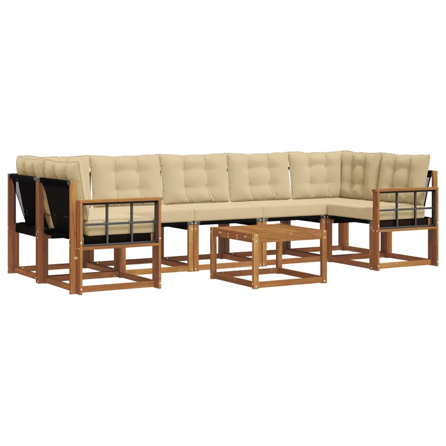 Ensemble de canapés d'extérieur 8 pcs Naturel et Beige - 2
