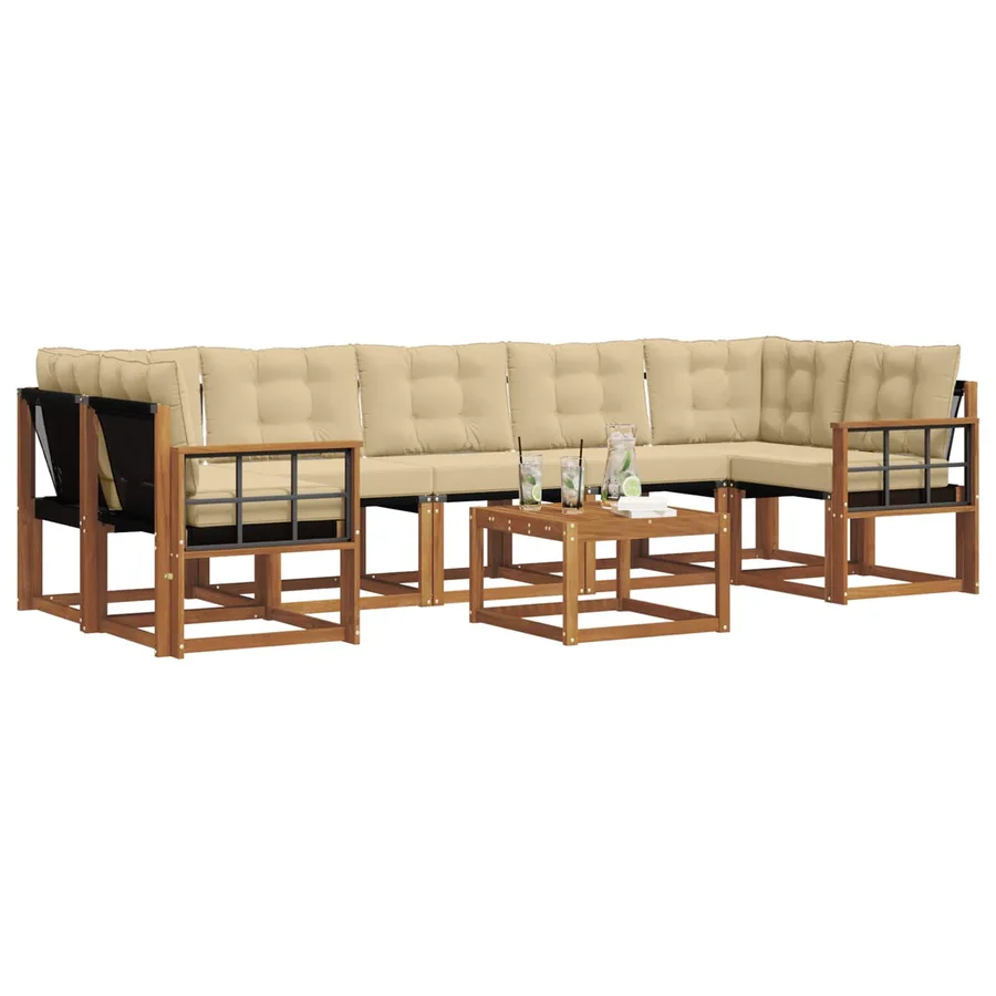 Ensemble de canapés d'extérieur 8 pcs Naturel et Beige - 3