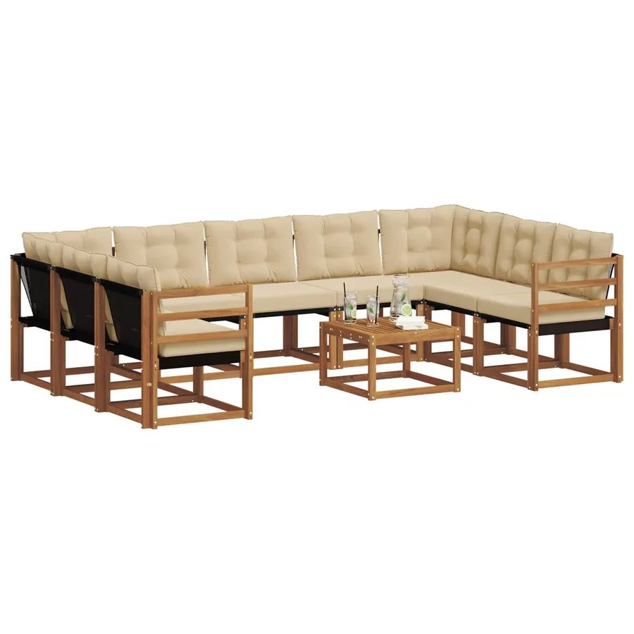 Ensemble de canapés d'extérieur 10 pcs Naturel et Beige - 3