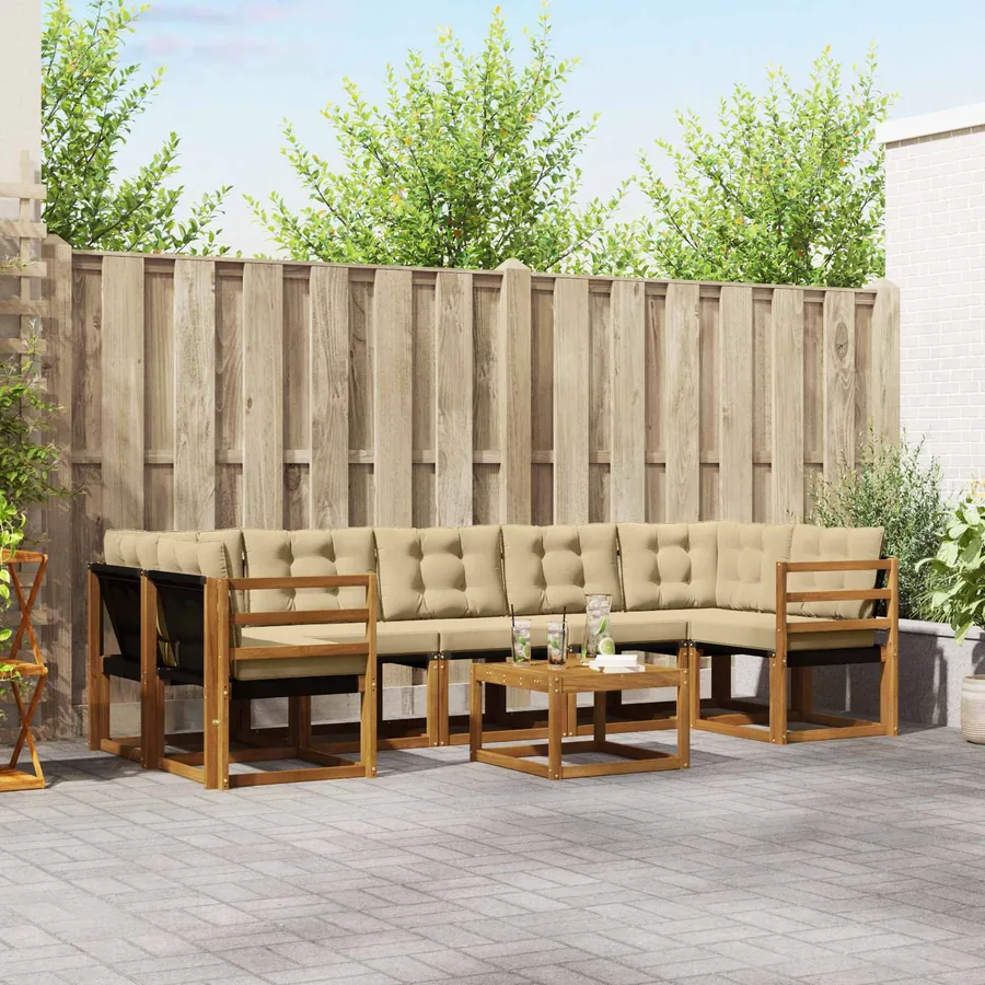 Ensemble de canapés d'extérieur 8 pcs Naturel et Beige