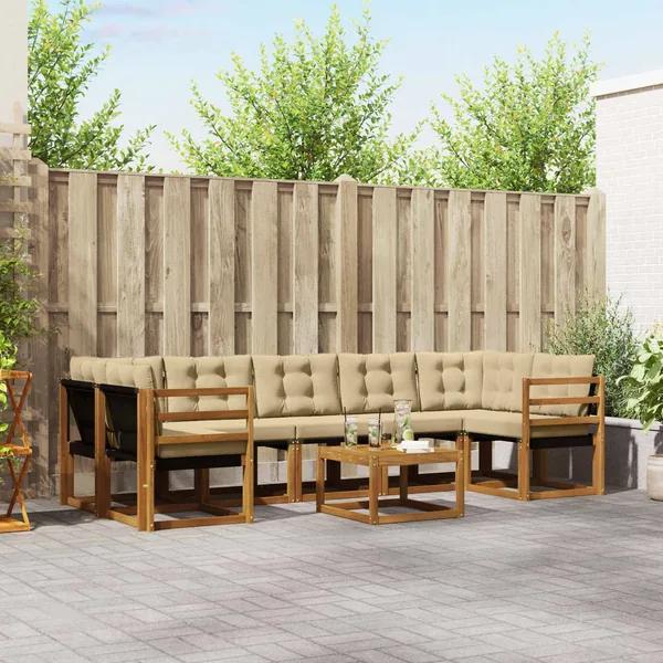 Ensemble de canapés d'extérieur 8 pcs Naturel et Beige