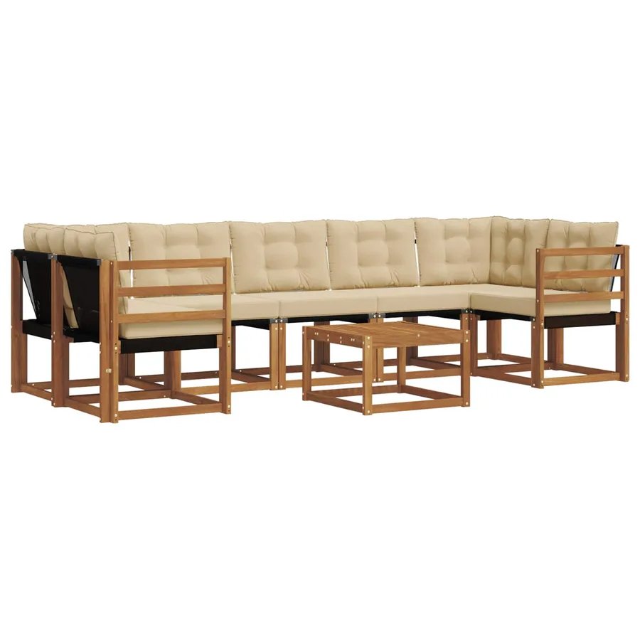 Ensemble de canapés d'extérieur 8 pcs Naturel et Beige - 2