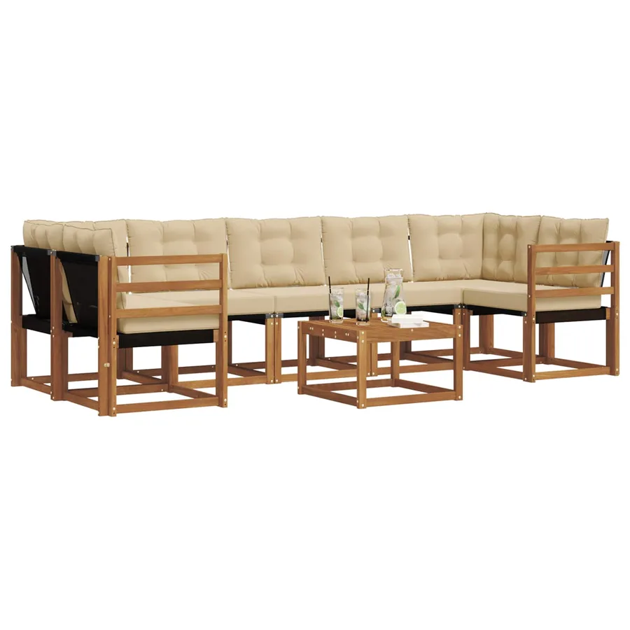 Ensemble de canapés d'extérieur 8 pcs Naturel et Beige - 3