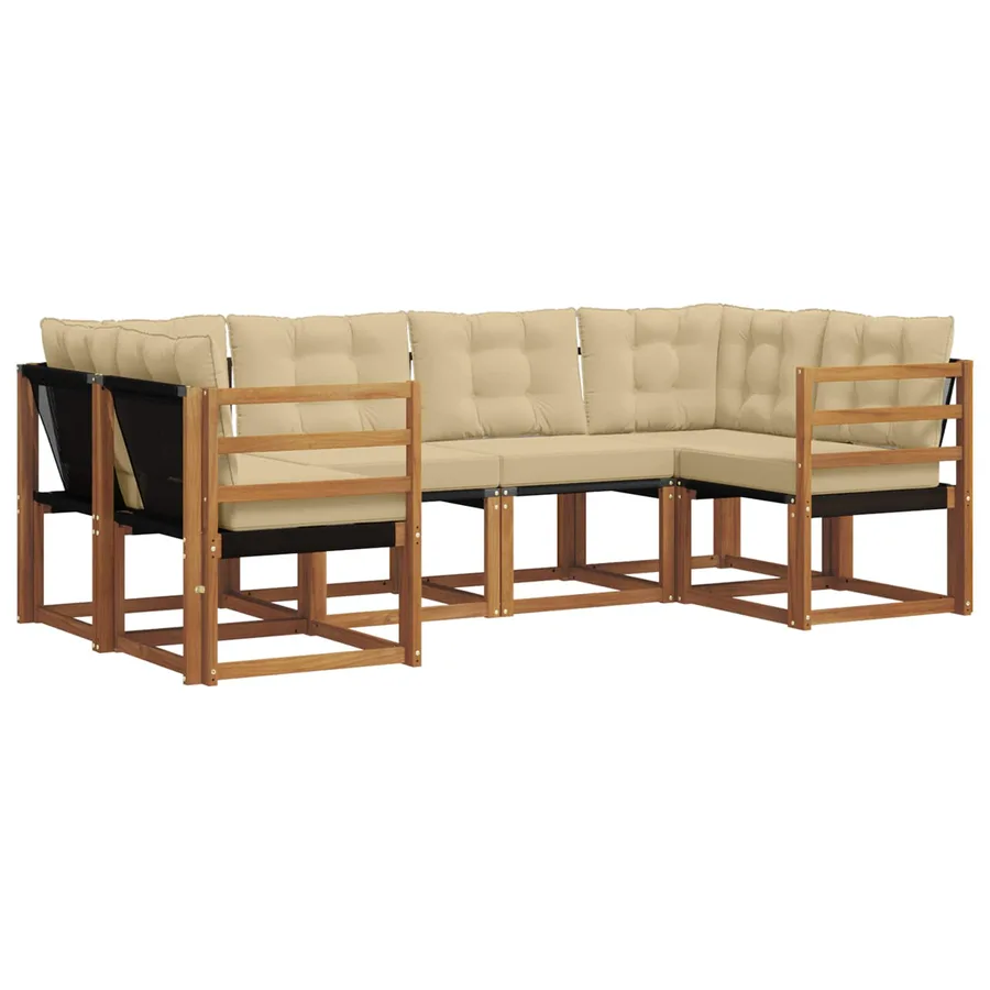 Ensemble de canapés d'extérieur 6 pcs Naturel et Beige - 2