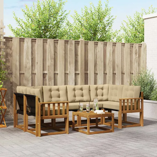 Ensemble de canapés d'extérieur 7 pcs Naturel et Beige