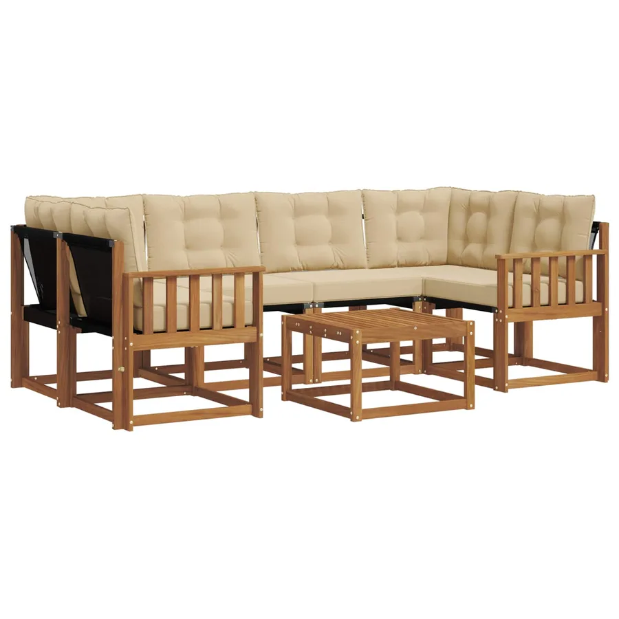 Ensemble de canapés d'extérieur 7 pcs Naturel et Beige - 2