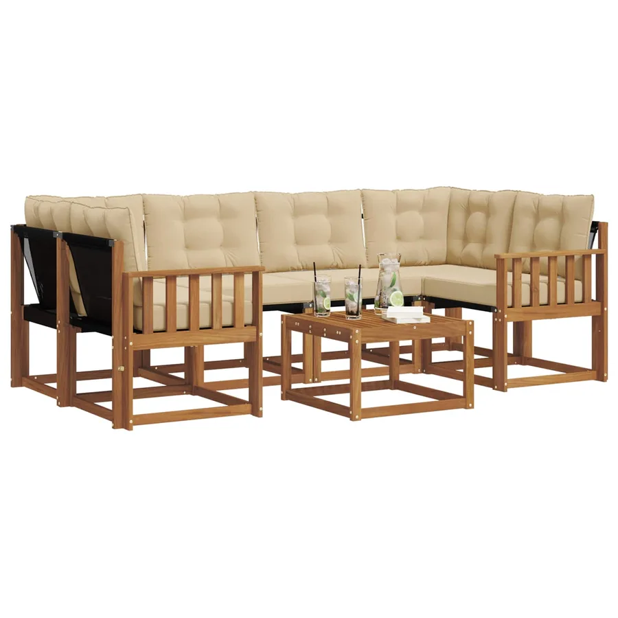 Ensemble de canapés d'extérieur 7 pcs Naturel et Beige - 3