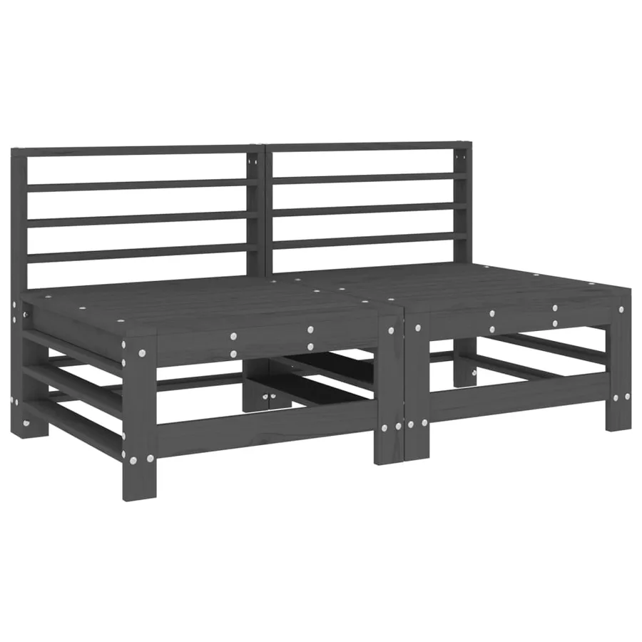 Canapés centraux de jardin 2 pcs gris bois de pin massif - 2