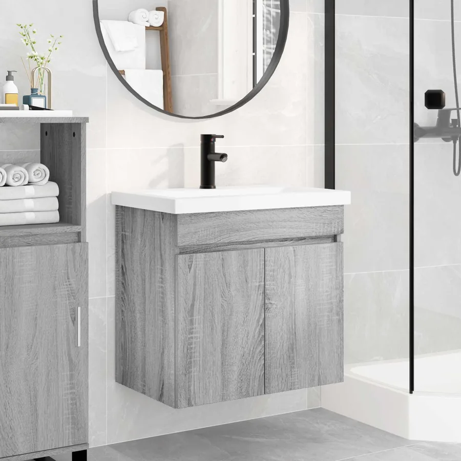 Meuble de salle de bain avec robinet Sonoma gris