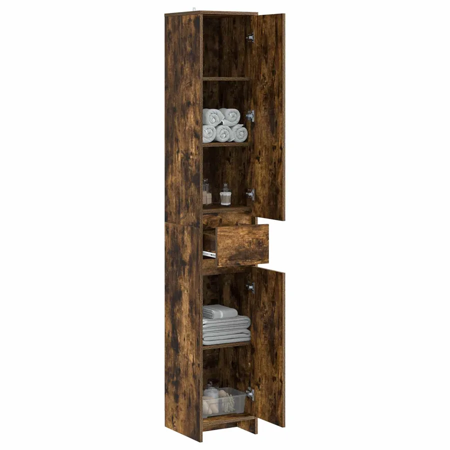 Armoire de salle de bain Chêne fumé 30 x 33 x 190 cm - 3