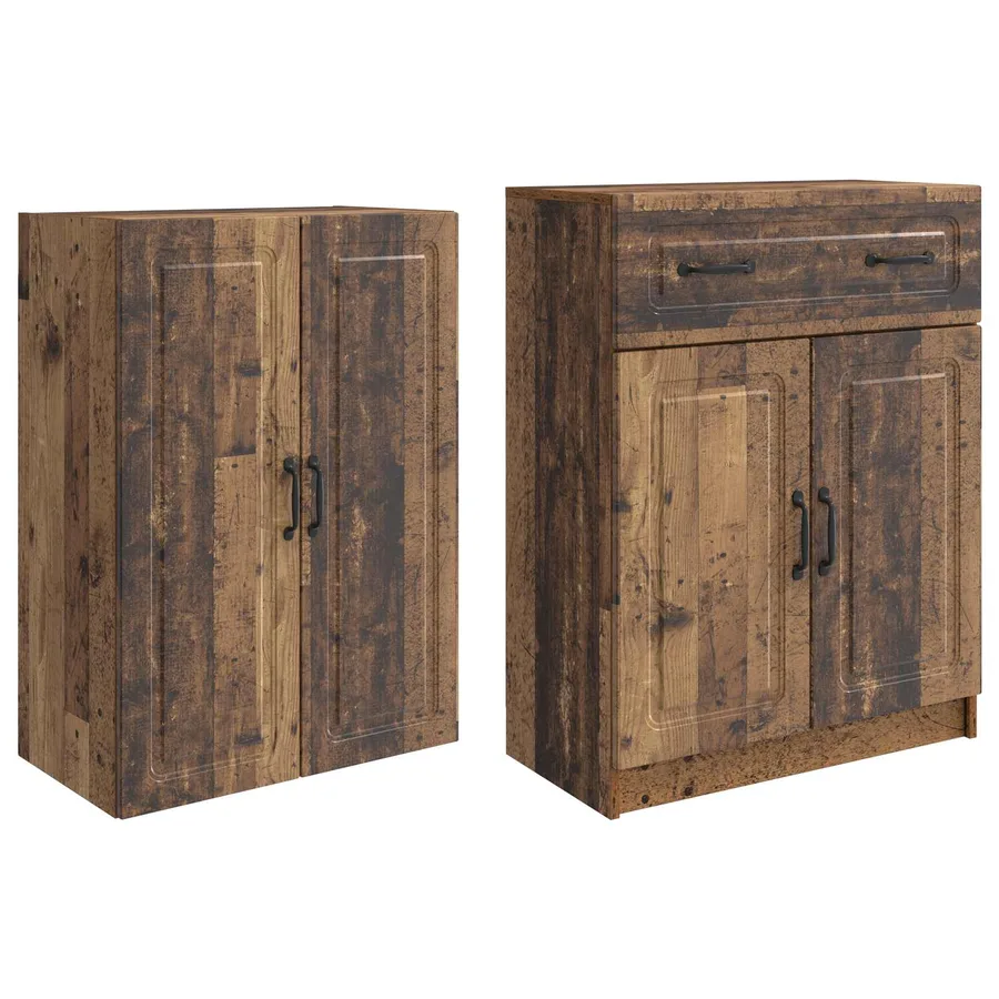 Ensemble de Meubles 2 pcs Bois ancien Bois d'ingénierie - 4